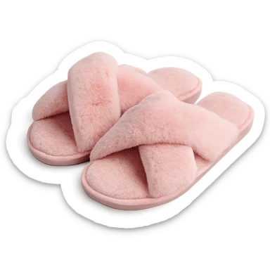 pink fuzzy slippers, soft and cute sticker