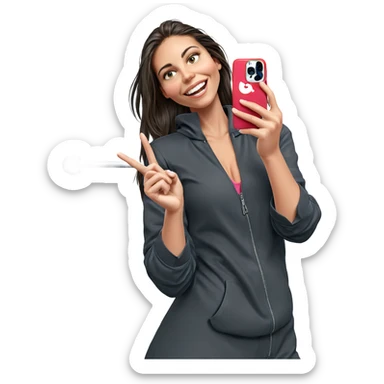 smiling girl taking selfie sticker