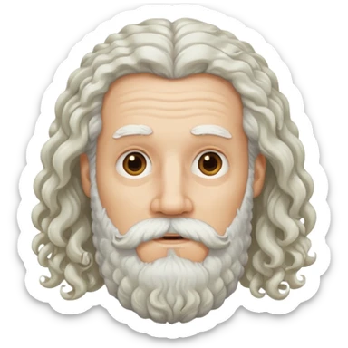 white bearded and curly long haired beard white sticker