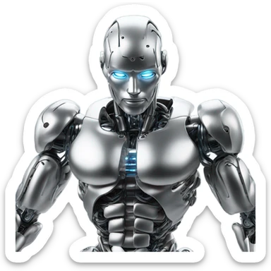 robot with 6 pack sticker