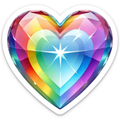 crystal clear heart rainbow sticker
