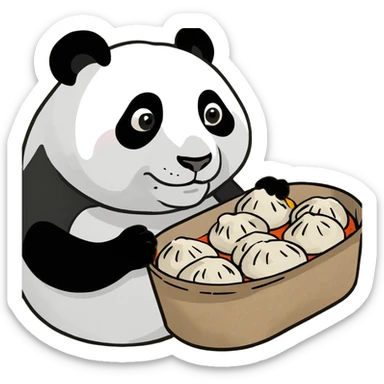panda selling momos  sticker