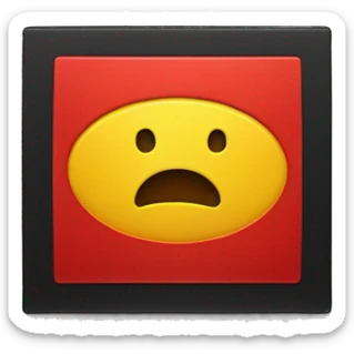 A wavy black and red rectangle with a medium sized yellow circle in the middle" or "A black and red rectangle with a medium sized yellow circle in the middle sticker