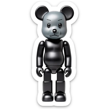 Bearbrick figure with signature KAWS X eyes, simplified toy bear shape with articulated limbs sticker