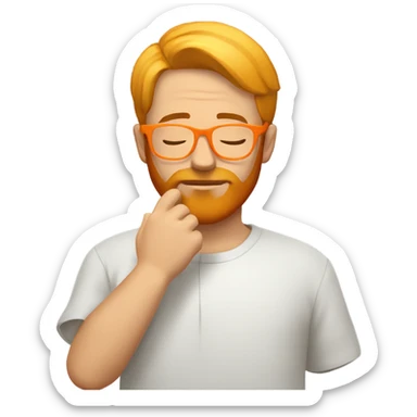 man with orange beard and short blond hair as he praying with orange glasses  sticker