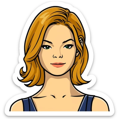 Michelle Monaghan with honey blonde hair on Christmas holiday sticker