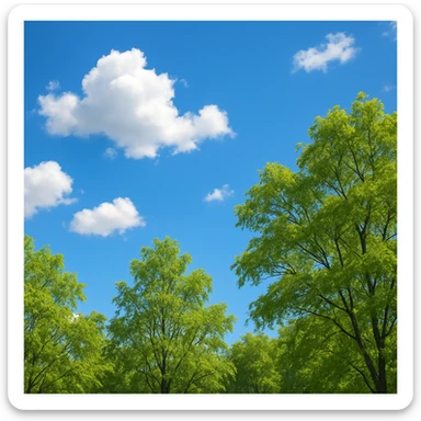 A sunny day with trees, sky, and clouds sticker