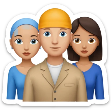 Bald white man blue eyes in love with Filipina woman 2 young Filipina girls sticker