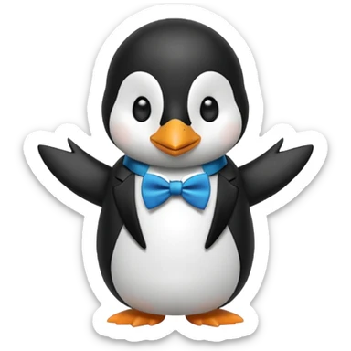 penguin with bow blue tie  sticker