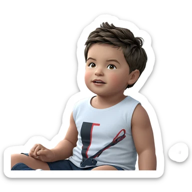 young boy with short hair sticker