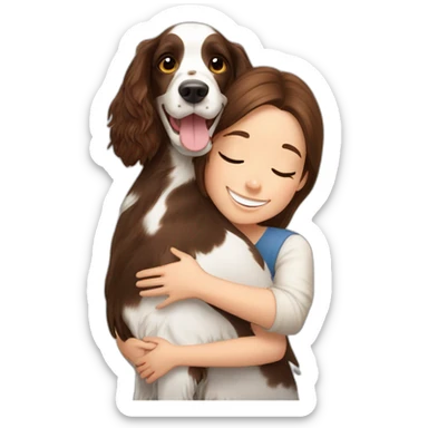 Springer spaniel with girl hug sticker