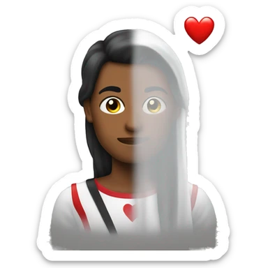 Corazón dividido a la mitad una parte blanca y la otra negra sticker