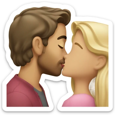 brunette girl kissing blonde man sticker
