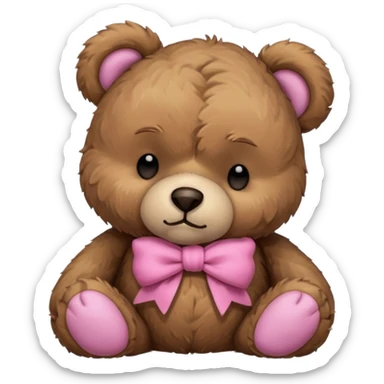 Frowning Sleeping teddy bear wearing pink bow sticker