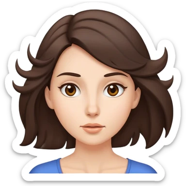 brunette woman with air blowing out of her head sticker