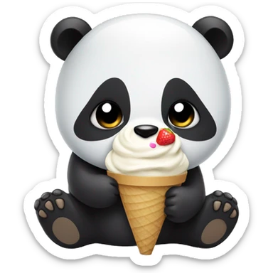 Panda eating ice cream sticker