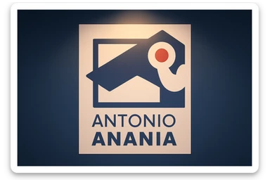 su questo stile fai un manga/webtoon a colori in cui mostri quella parete dietro dello studio con il suo logo e la scritta "ANTONIO ANANIA" SOTTO IL LOGO, LUCE CHE ILLUMINA IL LOGO sticker