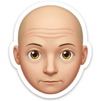 A bald person with a gigantic head sticker