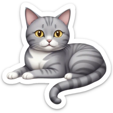 Grey cat relaxing on the balcony  sticker