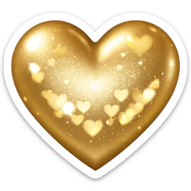 Change the glittery silver color heart with a subtle gradient and no border to a glittery gold color heart with a subtle gradient and no border. Keep the background transparent. Maintain the style and subtle gradient effect of the original heart. sticker