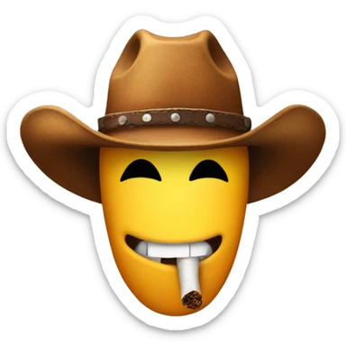 Cowboy hat emoji with tobacco in mouth sticker