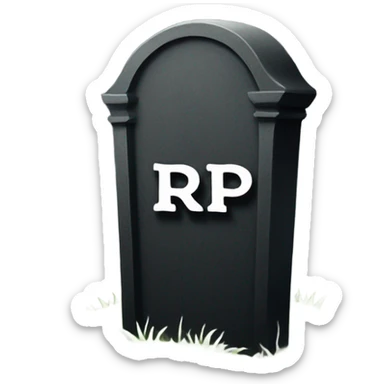 a black grave with the letters RIP sticker