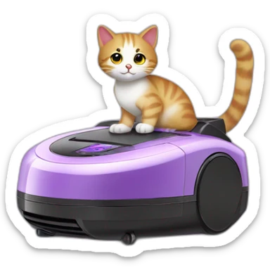 virgo glory-purple cat on a robot vacuum cleaner sticker