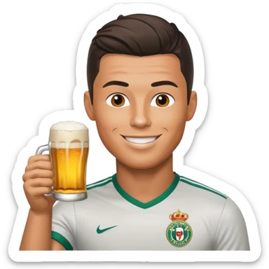 Cristiano Ronaldo en train de boire une bière sticker