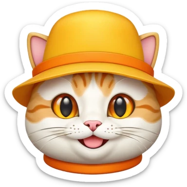 Cheese cat wearing a yellow hat sticker