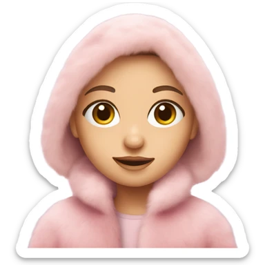 European girl in a pink fur coat sticker