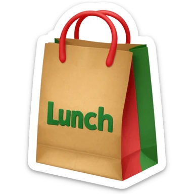christmas paper lunch bag with the word lunch on it sticker
