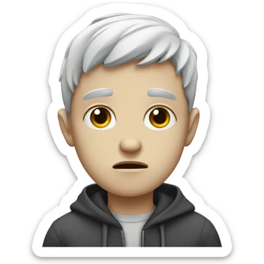 A sad white boy with a look of depression  sticker