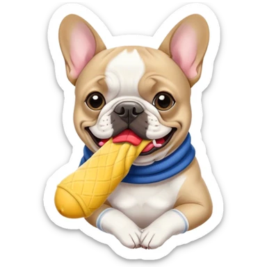 Bouledogue français mangeant une chaussette  sticker