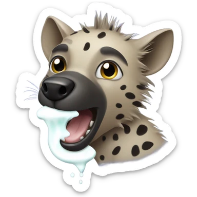 Hyena with a splash of milk coming sticker