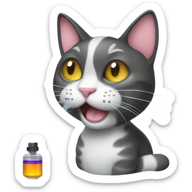 A cat smoking a vape sticker