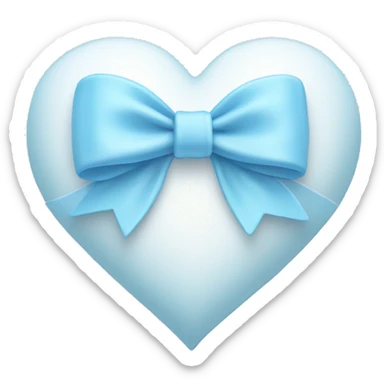White heart with baby blue bow  sticker