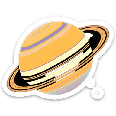 Saturn planet with a friendly face and visible rings sticker