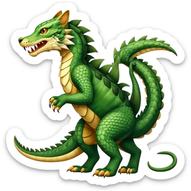Alligator-Dragon-Tiger-Lynx-Bobcat-Fakémon-hybrid-creature with a long muzzle, full body sticker