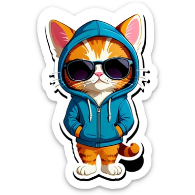 Cat with sunglasses and hoodie saying nice sticker