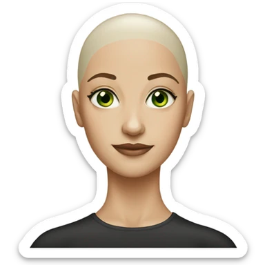 girl bald with no sourcils and green eyes sticker