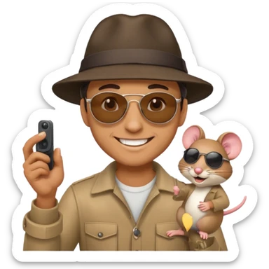 a guy shooting while holding his mouse sticker