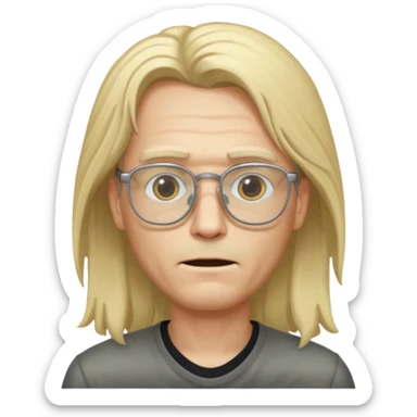 Guy with long blond heart and glasses dead  sticker