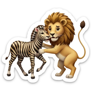 A lion attacking a zebra  sticker
