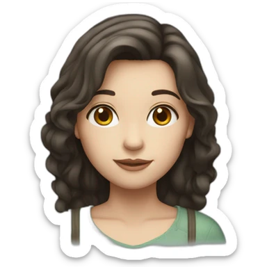 a girl with fair skin and shoulder-length dark hair sticker