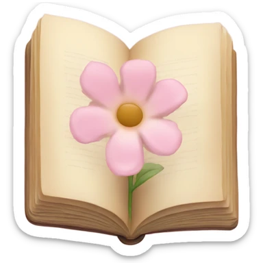 Beige Open book with light pink flower inside sticker
