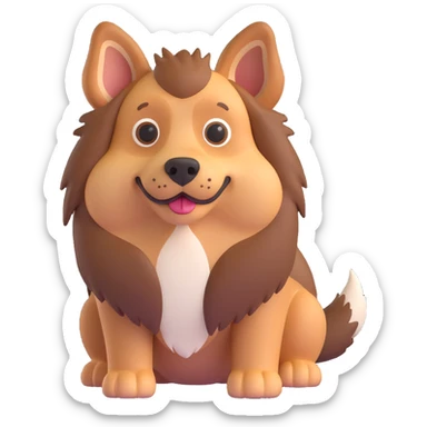 Transform this dog photo into a 3D emoji style with realistic fur texture, keeping all details and the same pose, on a transparent background. sticker