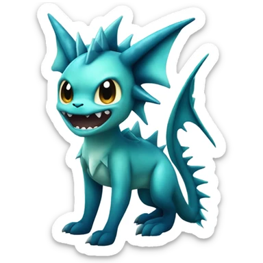 Edgy Vaporeon dragon With Fins and spikes full body sticker