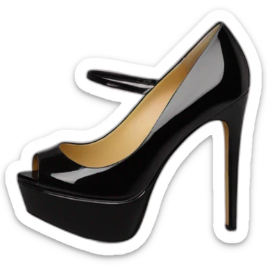 Black Patent Leather Daffodile Platform Heels sticker