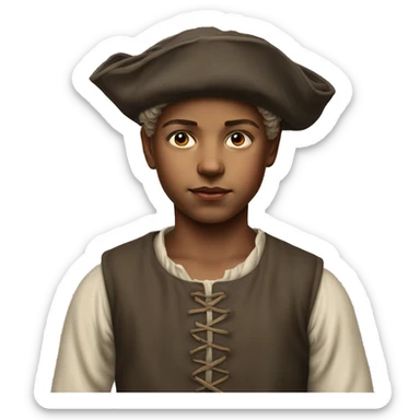 18th century peasant boy without headdress photorealistic serious sticker
