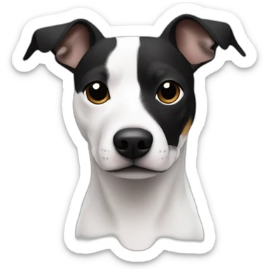 skinny jack russel pitbull mix white with black circle around the eye sticker